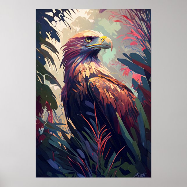 Poster Retrato de Eagle Bird Pintura de animais selvagens (Frente)