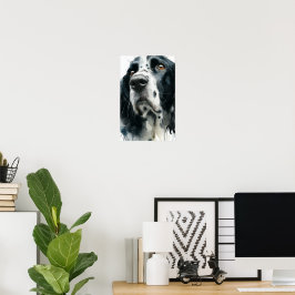 Poster retrato de english springer spaniel com ticking