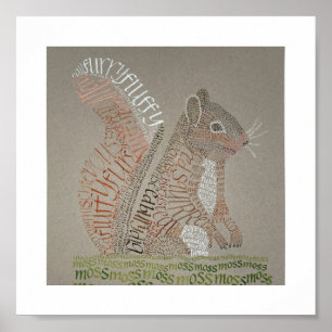 Poster Retrato de esquilo Calligram