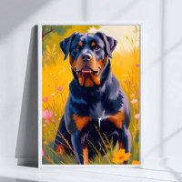Retrato de Estimação de Cachorro Rottweiler Pintur
