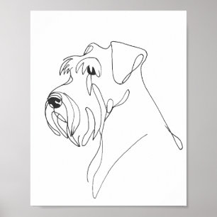 Poster Retrato de Estimação Schnauzer Pintado à Mão
