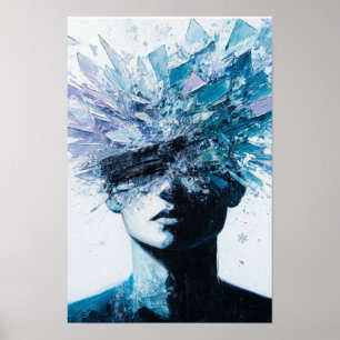 Poster Retrato de Explosão de Cristal de Gelo - Mente Des