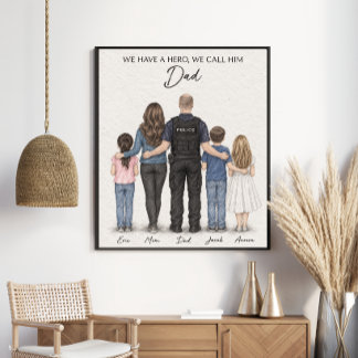 Poster Retrato de Família do Herói Pai Polícia