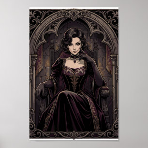 Poster Retrato de Fantasia da Realeza Vampira Rainha Somb