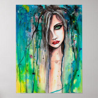 Poster Retrato de fantasia de Abstrato de pintura 12 x 16