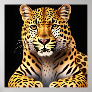 Poster Retrato de Fechamento de um Leopardo Majestoso