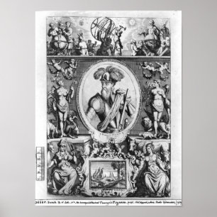 Poster Retrato de Francisco Pizarro com alegórico