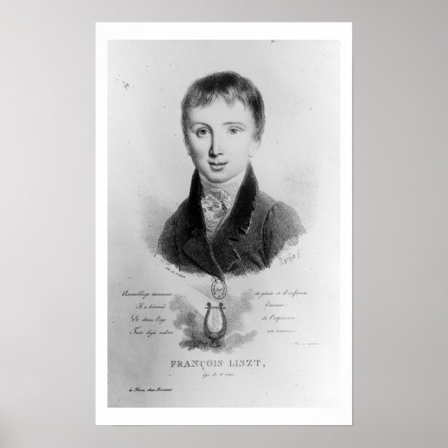 Pôster Retrato de Franz Liszt (1811-86) de 11 anos (grava (Frente)