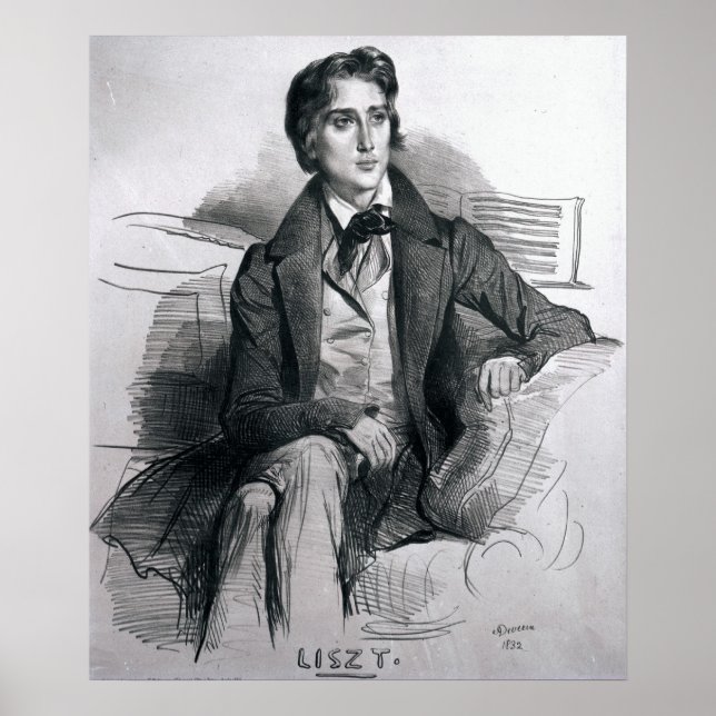 Pôster Retrato de Franz Liszt agosto de 1832 (Frente)