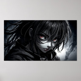 Poster Retrato de Garota de Anime Crua