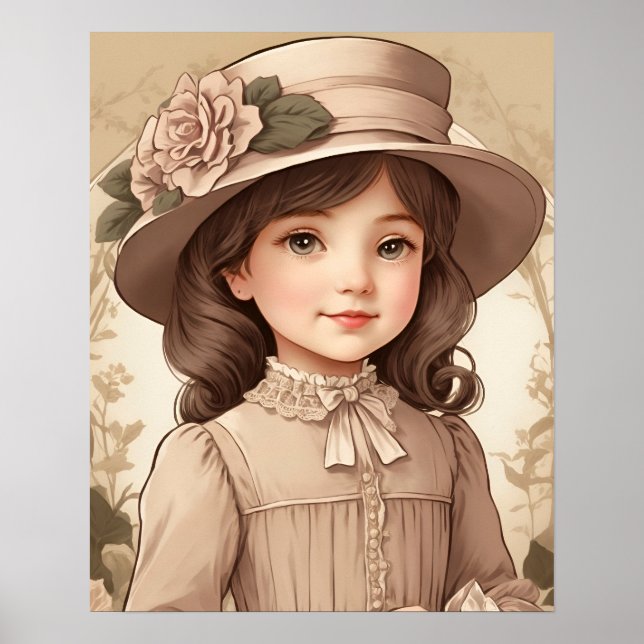Poster Retrato de Garota Vitoriana Cute Vintage (Frente)