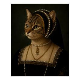 Pôster Retrato de Gato Anne Boleyn – Rainha Tudor Renasce