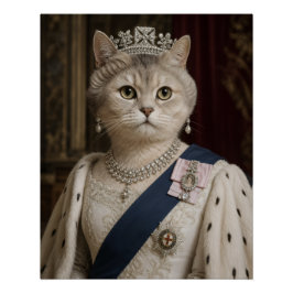 Pôster Retrato de Gato da Rainha Elizabeth II | Arte Feli