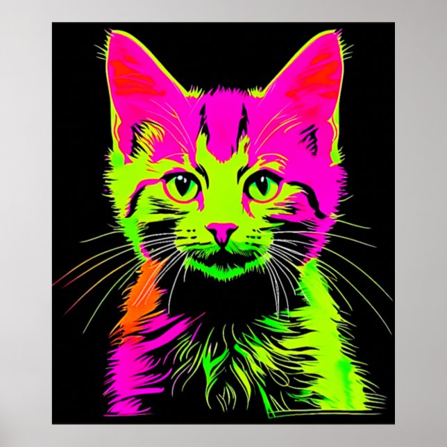 Poster Retrato de Gato Neon (Frente)