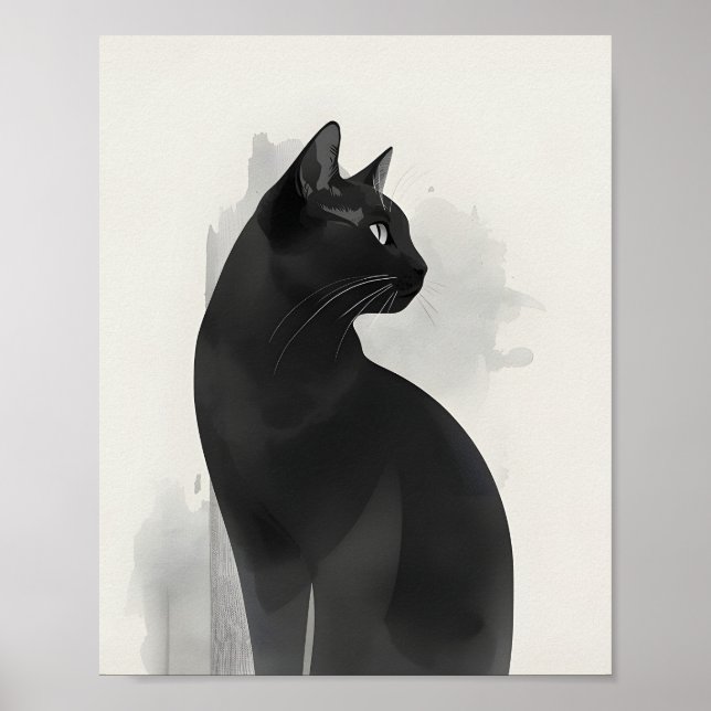 Poster Retrato de Gato Preto Arte de Parede Presente Perf (Frente)