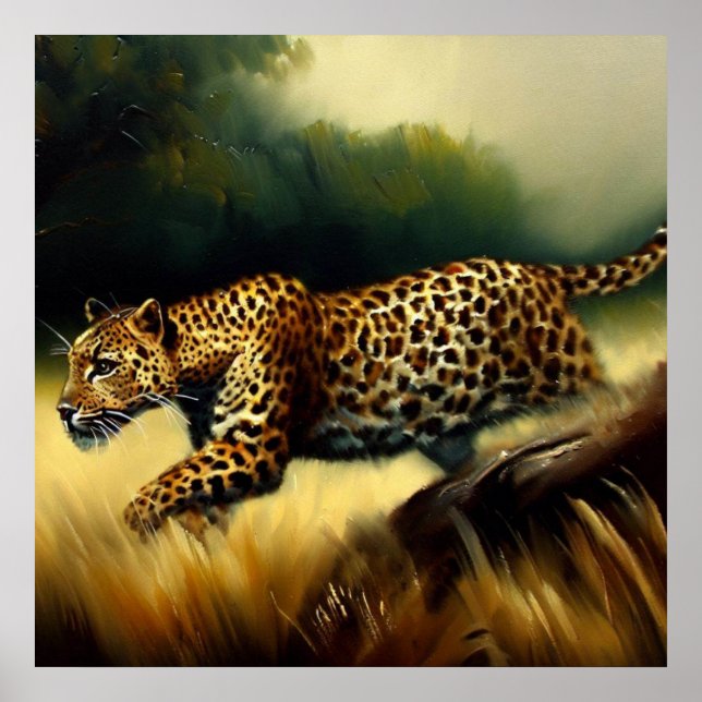 Poster Retrato de Gato Selvagem de Leopard (Frente)