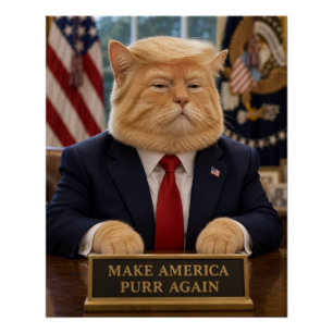 Pôster Retrato de Gato Trump – Faça a América Ronronar No