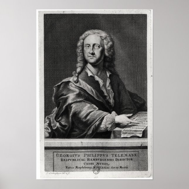 Pôster Retrato de Georg Philipp Telemann (Frente)