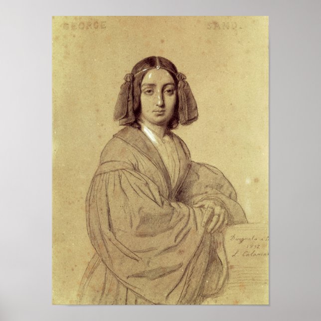 Pôster Retrato de George Sand 1837 (Frente)