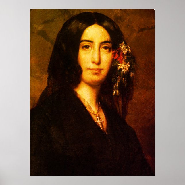 Poster Retrato de George Sand por Auguste Charpentier (Frente)