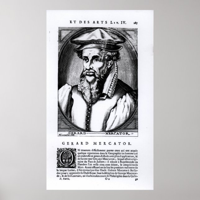 Pôster Retrato de Gerard Mercator (Frente)