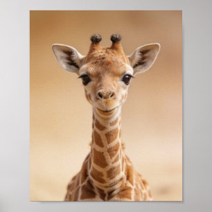 Poster Retrato de Girafa Bebê – Parede de Animal de Berçá