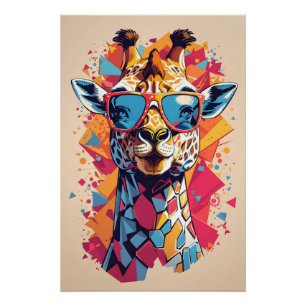 Pôster Retrato de Girafa em Estilo Grafite-58567