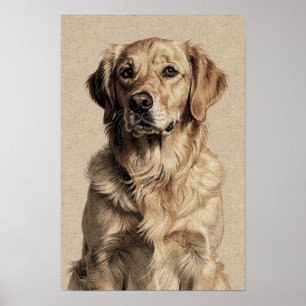 Poster Retrato de Golden Retriever Quente