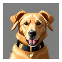 Retrato de Golden Retriever Usando Colar Preto