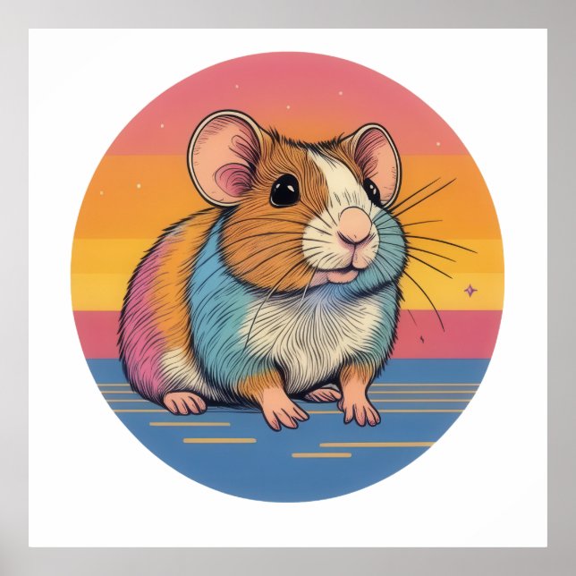 Poster Retrato de Hamster Vibrante (Frente)