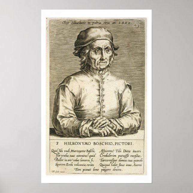 Poster Retrato de Hieronymus Bosch (c.1450-1516) placa 3 (Frente)