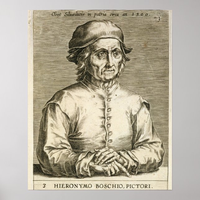 Poster Retrato de Hieronymus Bosch (c.1450-1516) placa 3 (Frente)
