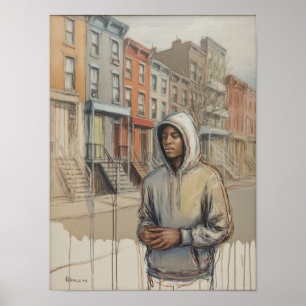 Poster Retrato de Homem do Harlem em Capuz