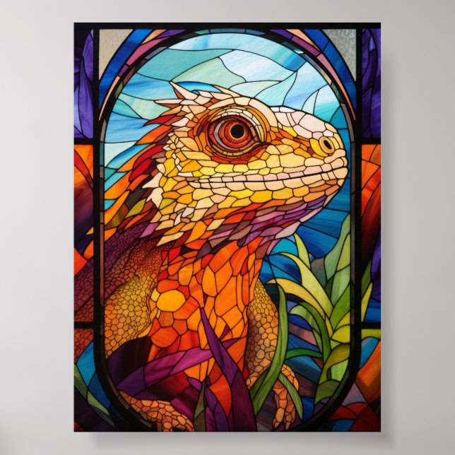 Poster Retrato de Iguana em Vidro Estampado (Frente)