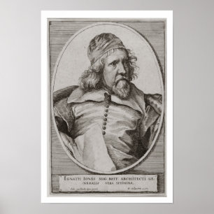 Poster Retrato de Inigo Jones (1573-1652) gravado perto