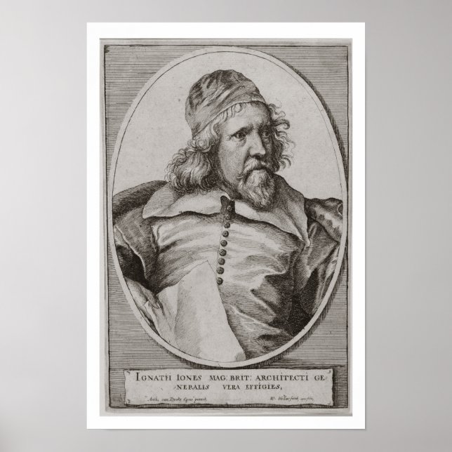Poster Retrato de Inigo Jones (1573-1652) gravado por We (Frente)
