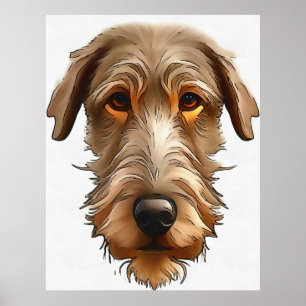 Poster Retrato de Irish Wolfhound em Arte de Contorno Pre