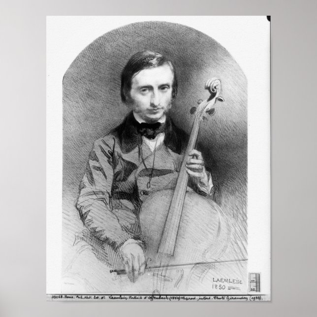 Pôster Retrato de Jacques Offenbach 1850 (Frente)