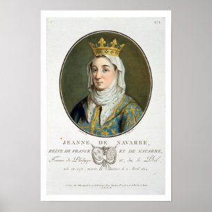 Pôster Retrato de Jeanne de Navarra (1271-1304), 1788 (c