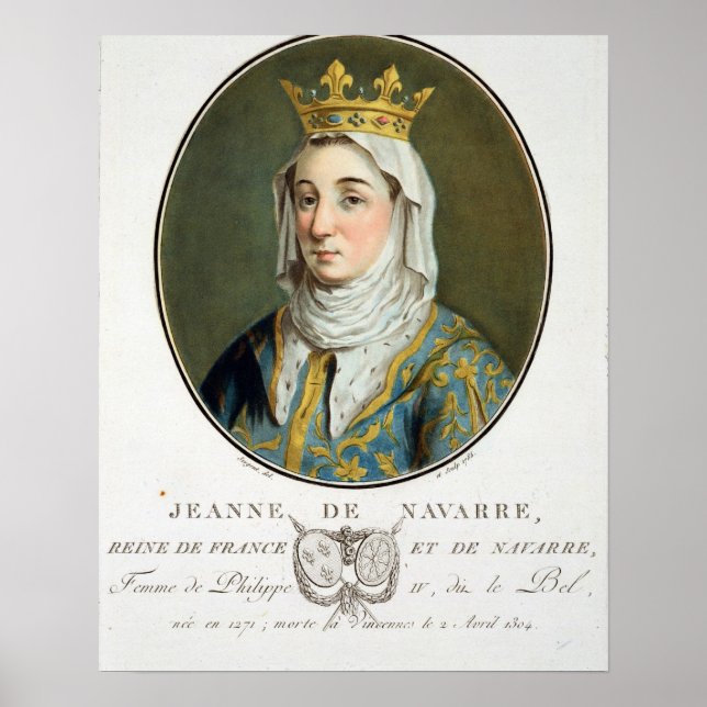 Poster Retrato de Jeanne de Navarre (1271-1304), 1788 c (Frente)
