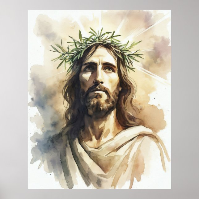 Poster Retrato de Jesus Cristo com Coroa de Látea (Frente)