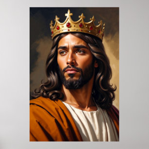 Poster Retrato de Jesus Vestindo uma Coroa Ouro