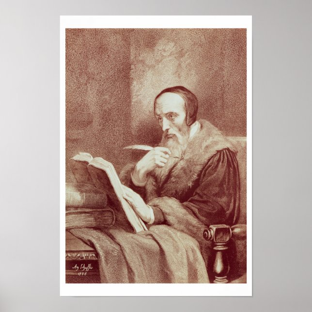 Pôster Retrato de John Calvin (1509-1564) (gravura) (Frente)
