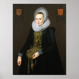 Poster Retrato de Justina camionete Teylingen, 1616