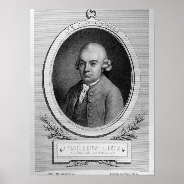 Poster Retrato de Karl Philipp Emmanuel Bach (Frente)
