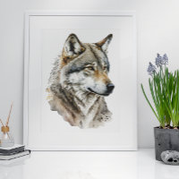 Retrato de lobo em aquarela arte