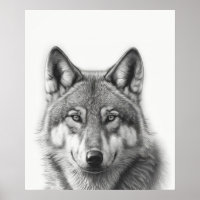 Retrato de Lobo Preto Branco