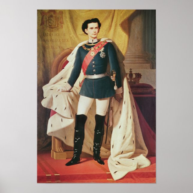 Poster Retrato de Ludwig II da Baviera de uniforme (Frente)