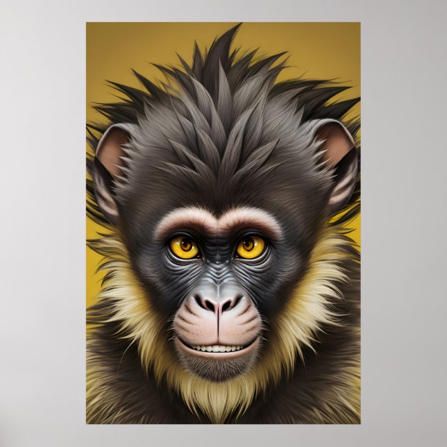 Poster Retrato de macaco engraçado (Frente)