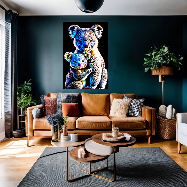 Poster Retrato de Mãe e Filho de Koala | Arte AI (Criador carregado)